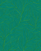 Teal Green Abstract Leaf Pattern Rug
