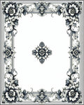 Ornate Floral Scrollwork Frame Rug