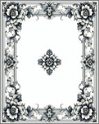 Ornate Floral Scrollwork Frame Rug