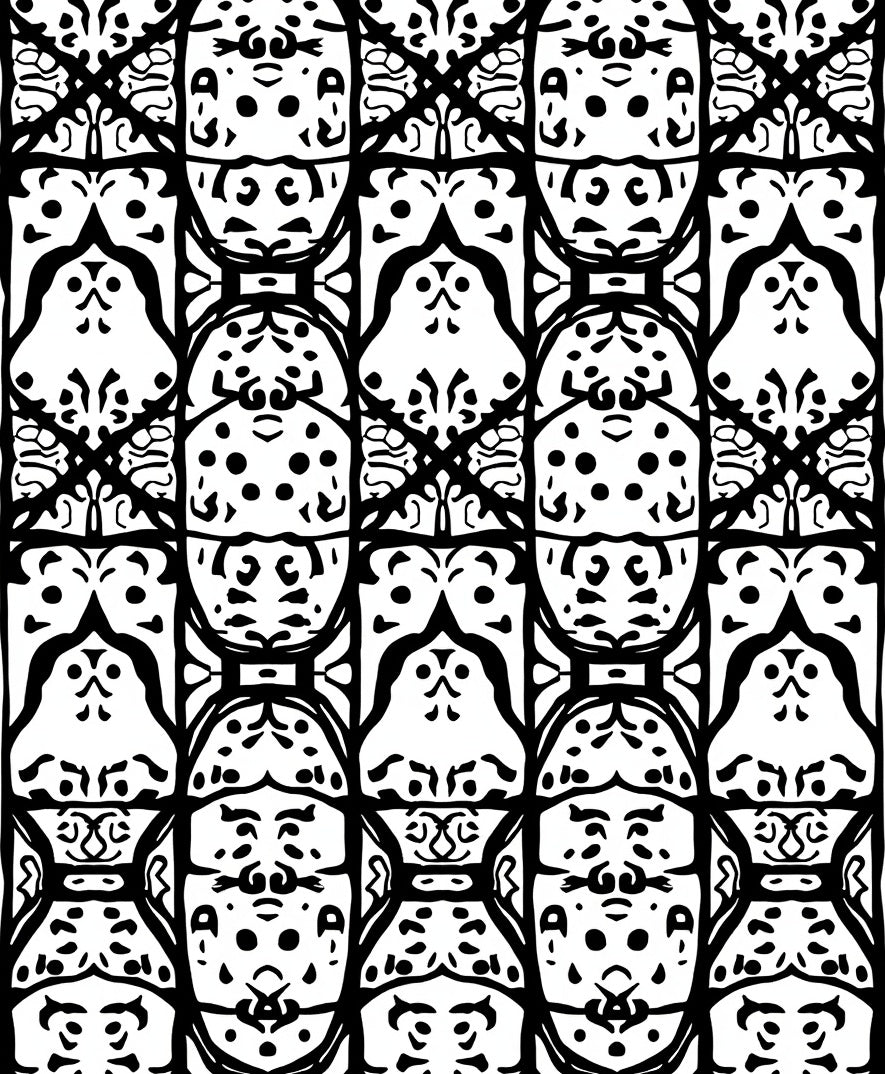 Bold Black White Tribal Pattern Rug
