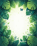 Lush Green Tropical Leaf Pattern Rug
