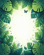 Lush Green Tropical Leaf Pattern Rug