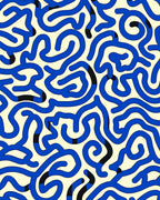 Bold Blue Wavy Line Pattern Rug