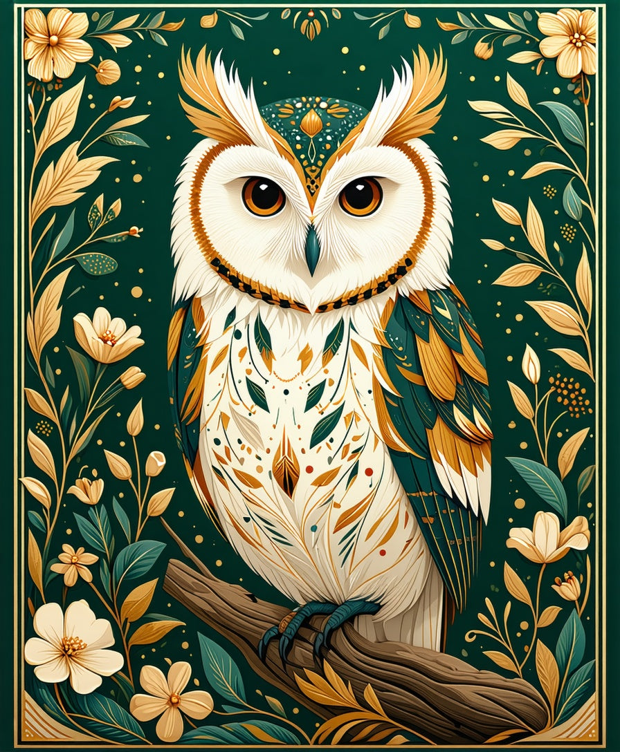Whimsical Owl Floral Nature Design Rug