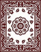 Crimson Floral Medallion Border Rug