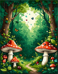 Enchanted Forest Mushroom Ladybug Path Rug
