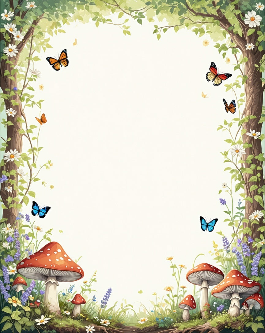 Enchanted Forest Butterflies and Mushrooms Rug