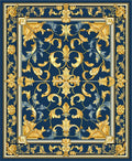 Ornate Gold Fleur And Leaf Scroll Rug