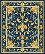 Ornate Gold Fleur And Leaf Scroll Rug