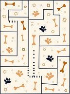 Cream Paw And Bone Maze Rug