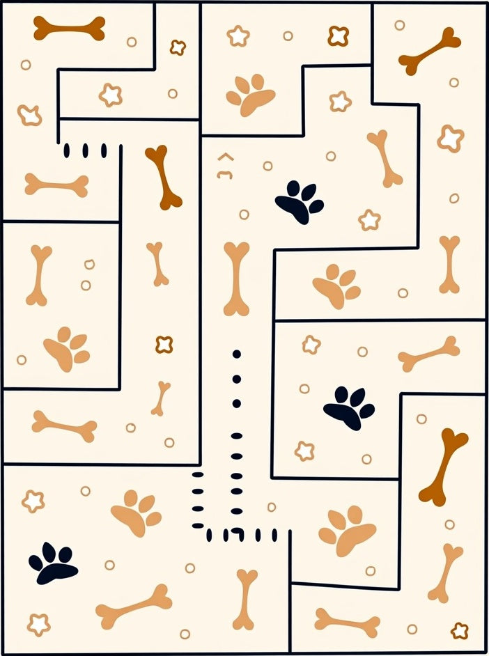 Cream Paw And Bone Maze Rug