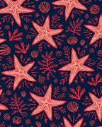 Ocean Starfish And Coral Pattern Rug
