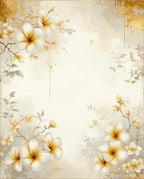 Elegant Golden Floral Branch Pattern Rug