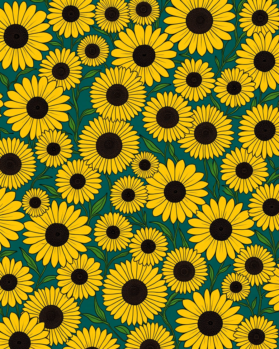 Vibrant Yellow Sunflower Pattern Rug