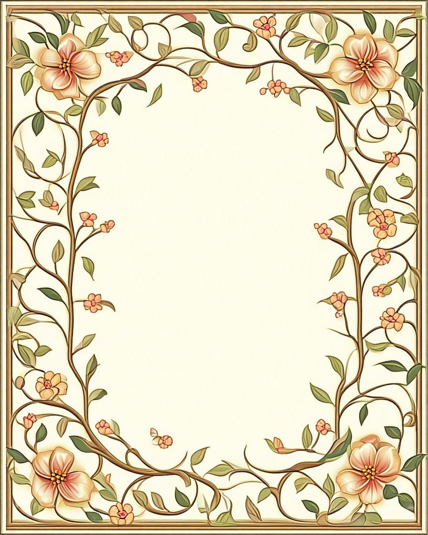 Vines Floral Scrollwork Botanical Design Rug