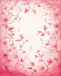 Pink Floral Swirls Decorative Border Rug