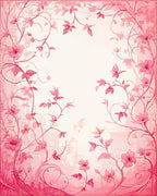 Pink Floral Swirls Decorative Border Rug