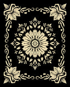 Antique Floral Mandala Scrollwork Rug