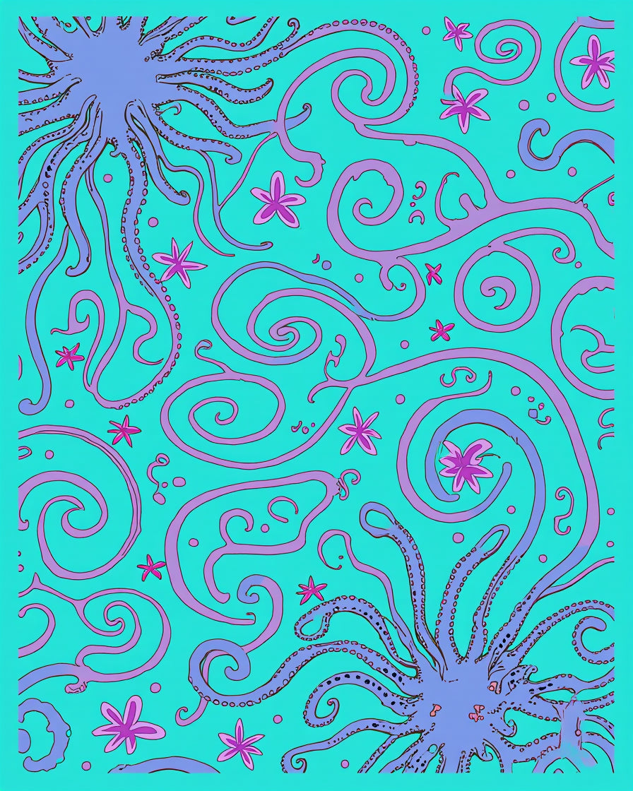 Octopus And Swirl Whimsical Design Rug