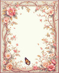 Floral Vine Pattern With Butterfly Accent Rug