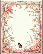 Floral Vine Pattern With Butterfly Accent Rug
