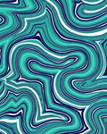 Aqua Wave Patterned Abstract Rug