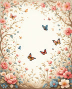 Whimsical Floral Butterfly Garden Rug