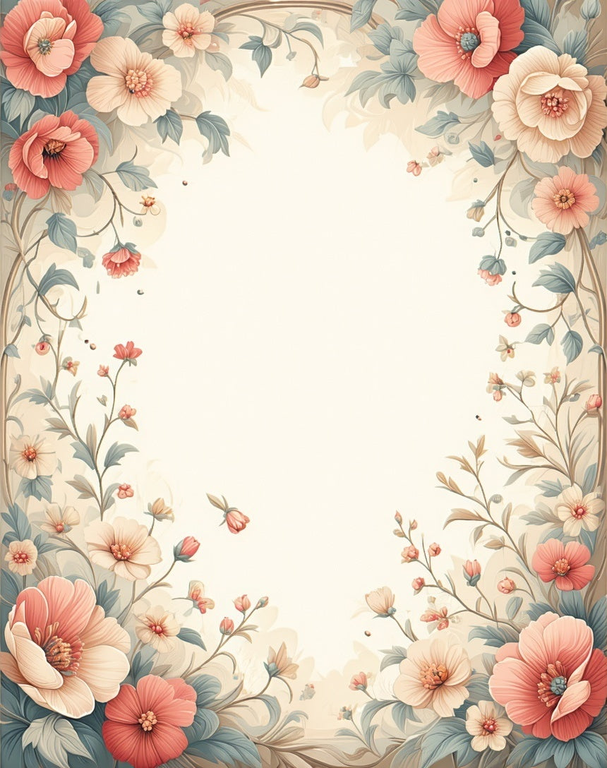 Vintage Floral Garden Botanical Print Rug