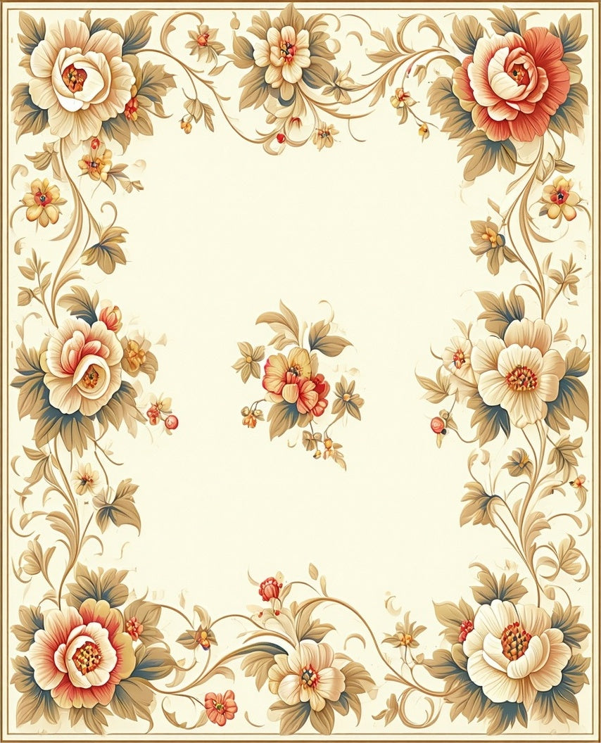 Classic Floral Vines PatternedRug Rug