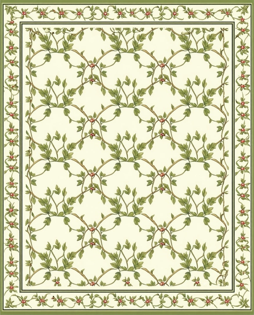 Vine And Berry Lattice Design Rug