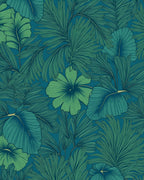 Tropical Leaf and Flower Pattern Rug