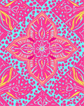 Vibrant Pink Turquoise Floral Medallion Pattern Rug
