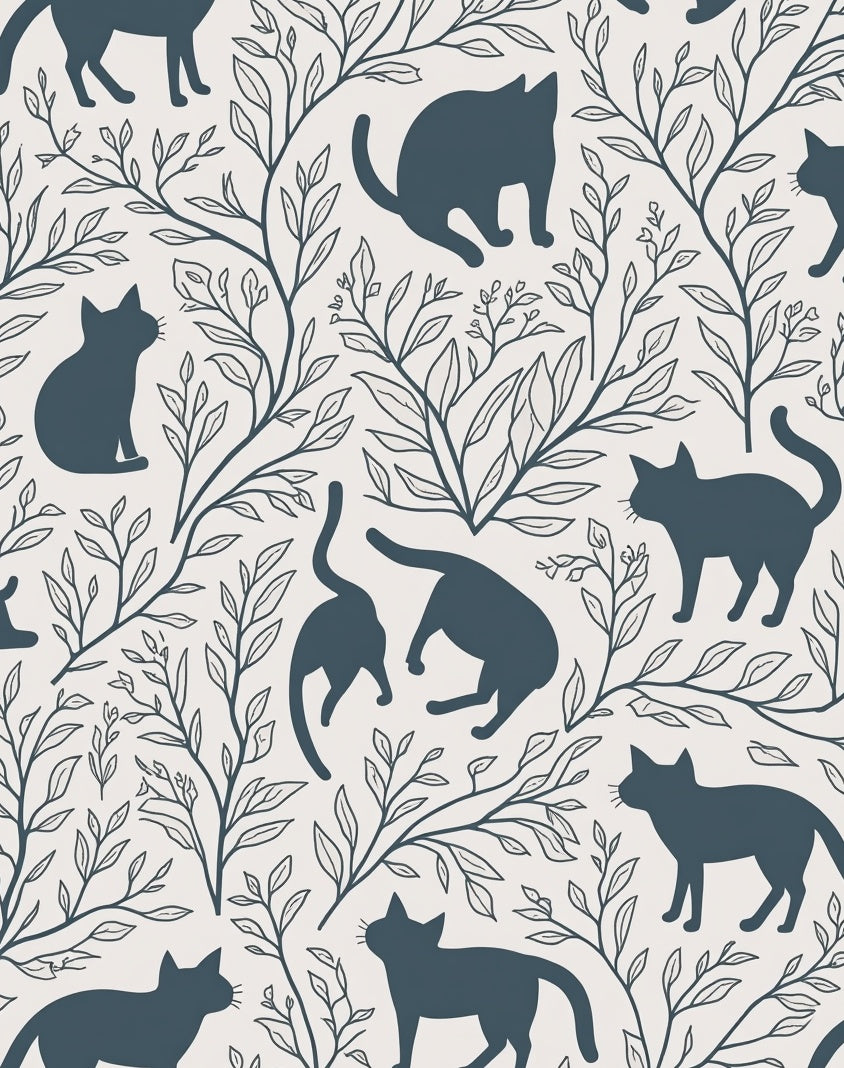 Whimsical Cats And Branches Pattern Rug