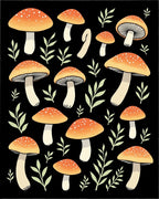 Whimsical Mushroom Folk Pattern Rug