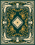 Elaborate Floral Medallion Vine Design Rug
