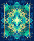 Blue Green Teal Geometric Mandalas Rug