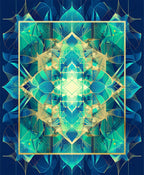 Blue Green Teal Geometric Mandalas Rug