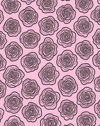 Hand Drawn Rose Pattern Print Rug