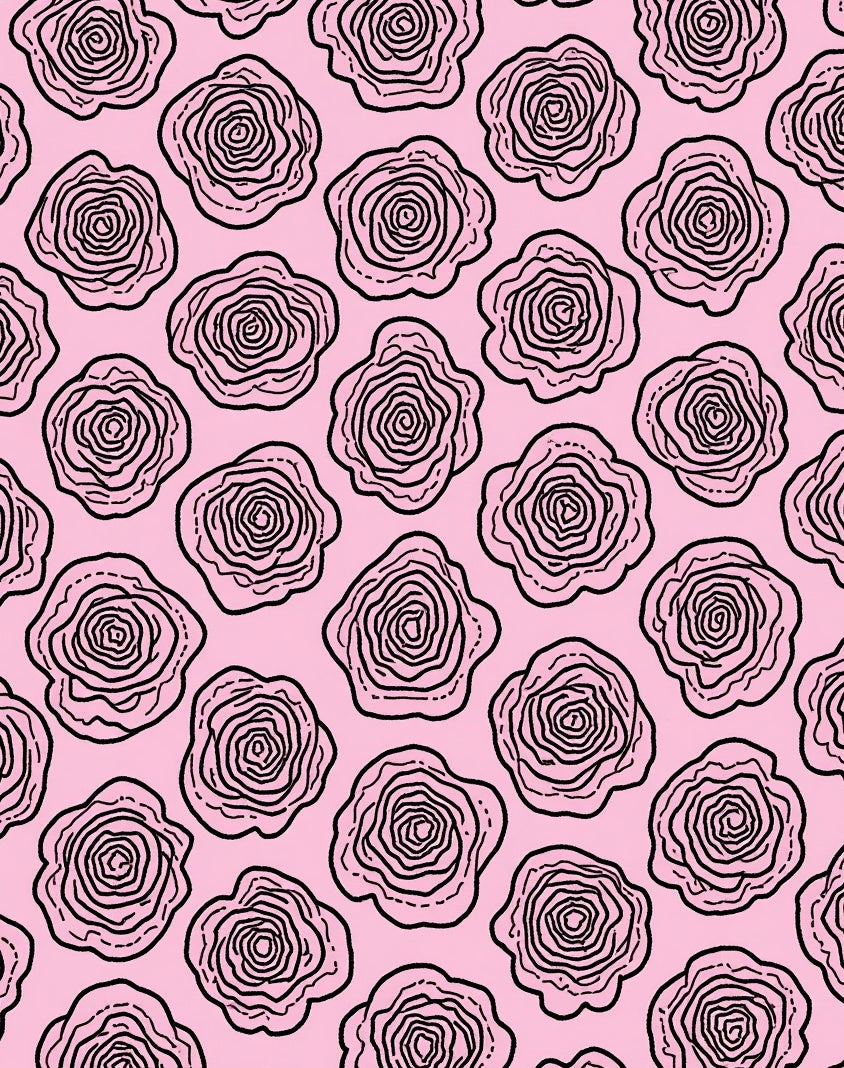 Hand Drawn Rose Pattern Print Rug