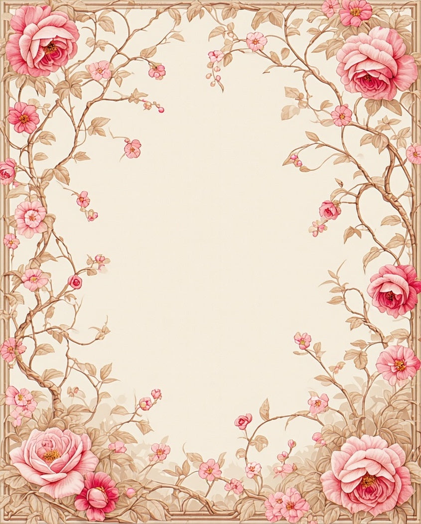 Delicate Pink FloralVine Garden Rug