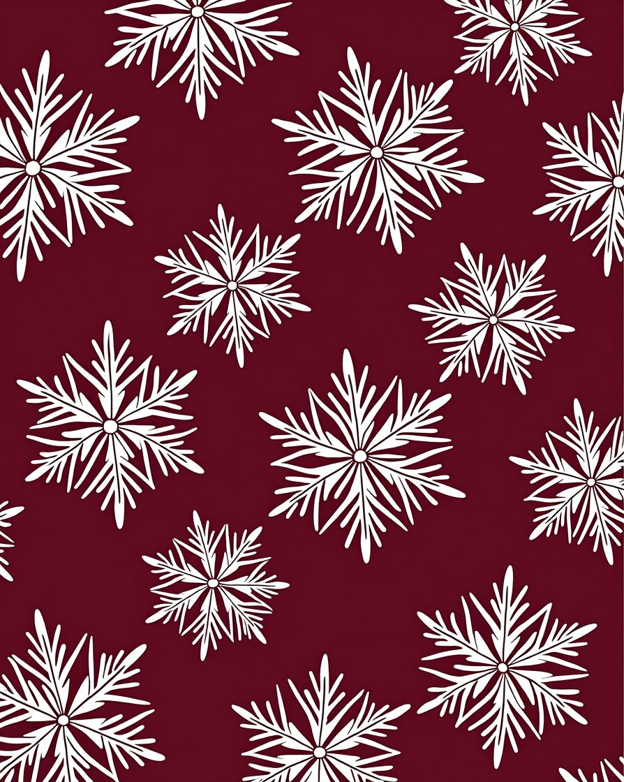 Deep Red White Snowflake Scatter Rug