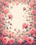 Pink Roses Garden Floral Design Rug