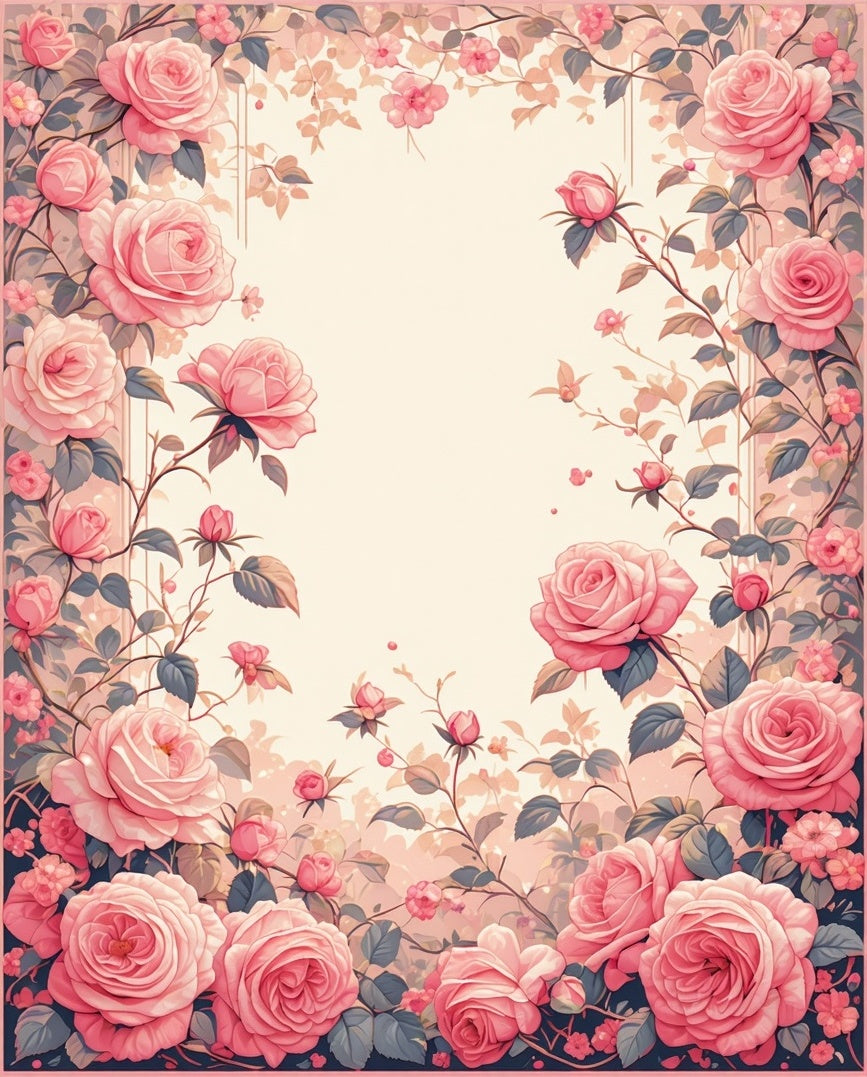Pink Roses Garden Floral Design Rug