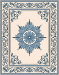 Ornate Blue Floral Mandala Pattern Rug