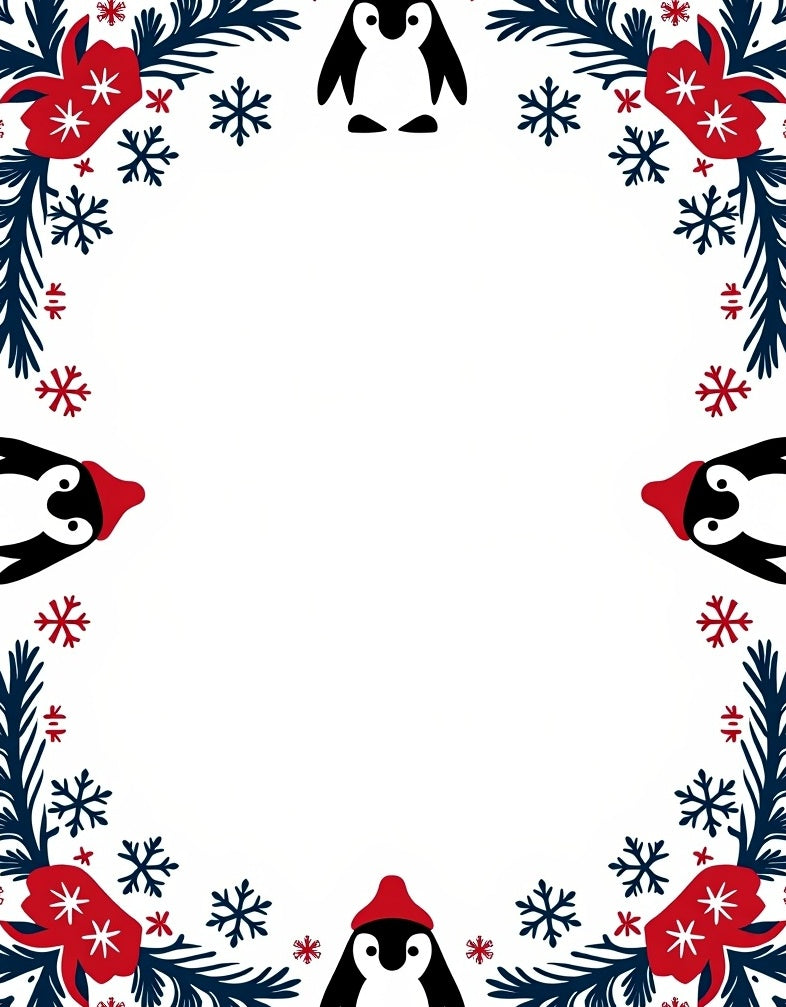 Winter Penguin Snowflake Garland Rug