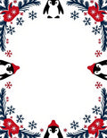 Winter Penguin Snowflake Garland Rug