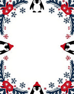 Winter Penguin Snowflake Garland Rug