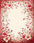 Pink Floral Vine Botanical Pattern Rug