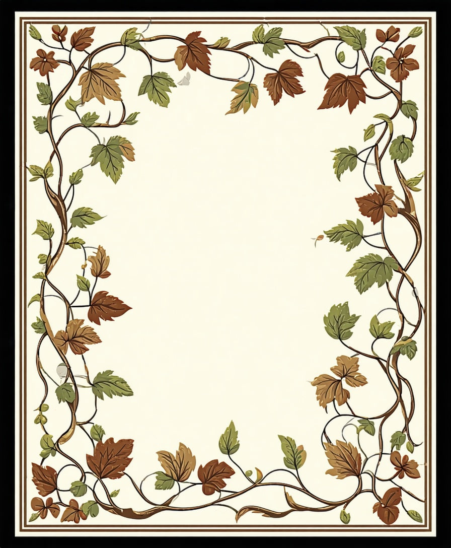 Vine Leaf Pattern Border Design Rug
