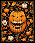 Spooky Pumpkin Vine Halloween Pattern Rug